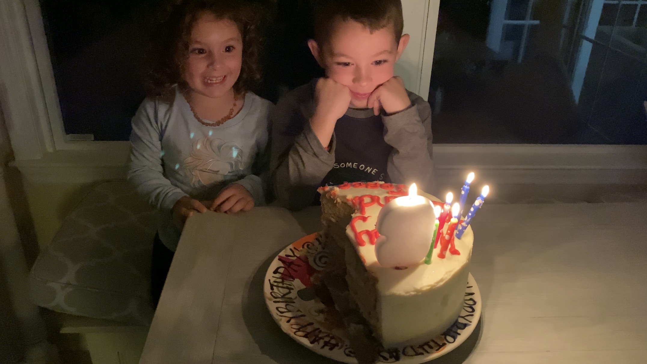Two children celebrating a birthday together